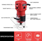 Router Trimmer 800W with Dust Extraction Connection Electric