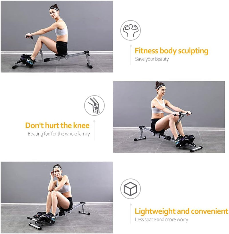 Folding Rowing Machine Steel Frame 12-Level Resistance