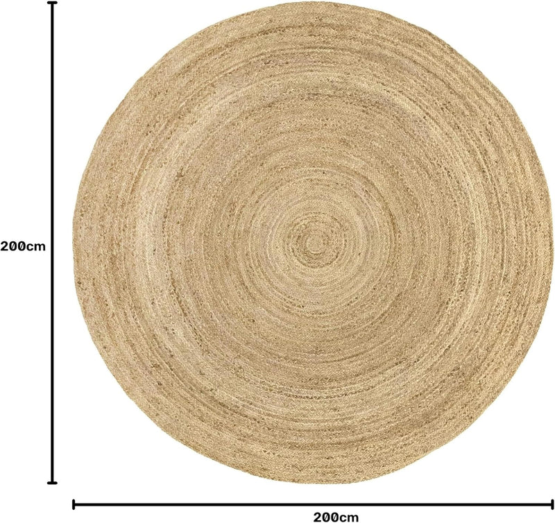 Rug Jute Round Alhambra Natural Colour Area