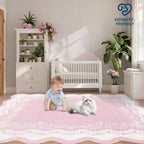 Rug Living Room Floral Edge Low