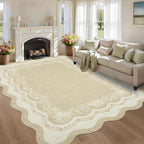 Rug Living Room Floral Edge Low