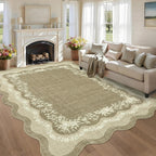 Rug Living Room Floral Edge Low