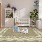 Rug Living Room Floral Edge Low