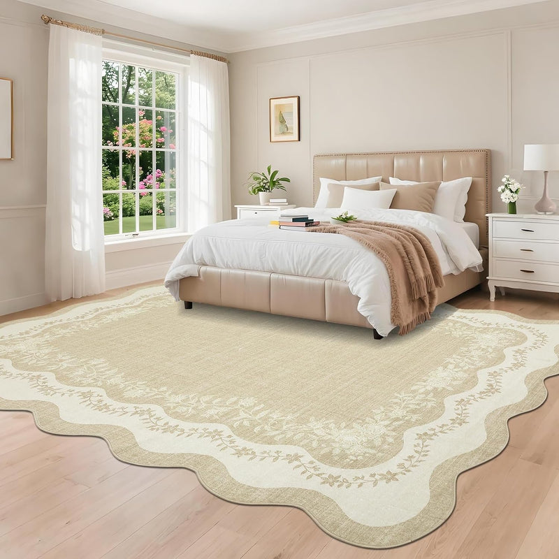 Rug Living Room Floral Edge Low