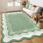 Rug Living Room Floral Edge Low