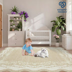 Rug Living Room Floral Edge Low