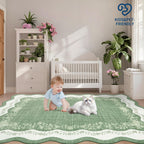 Rug Living Room Floral Edge Low