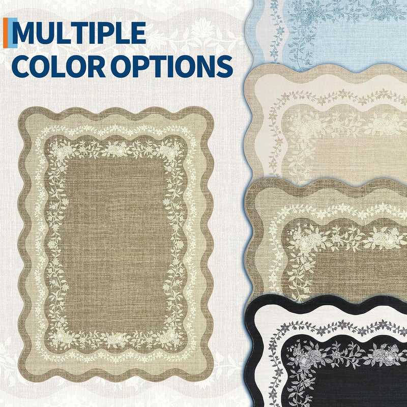Rug Living Room Floral Edge Low