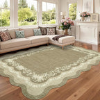 Rug Living Room Floral Edge Low