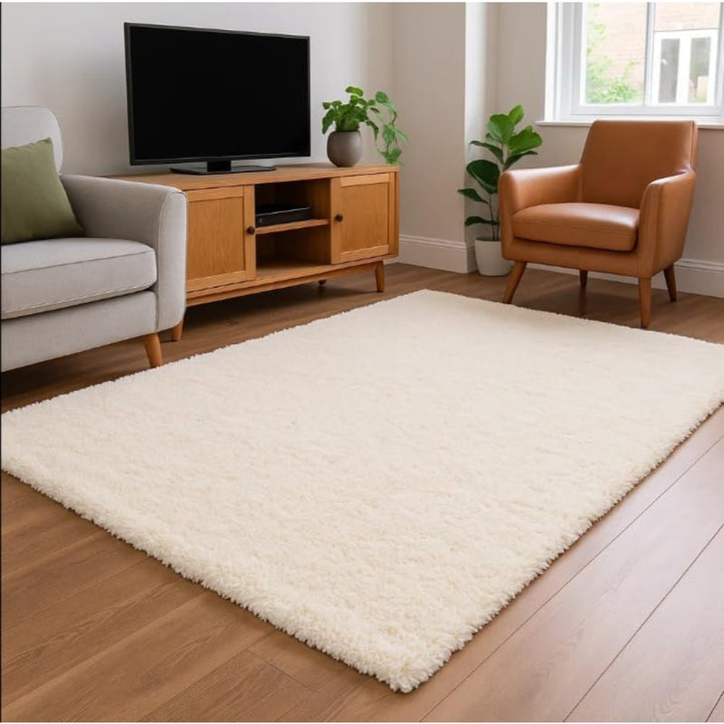 Rug Soft Pile Gentle Underfoot Cushioning Warm Neutral