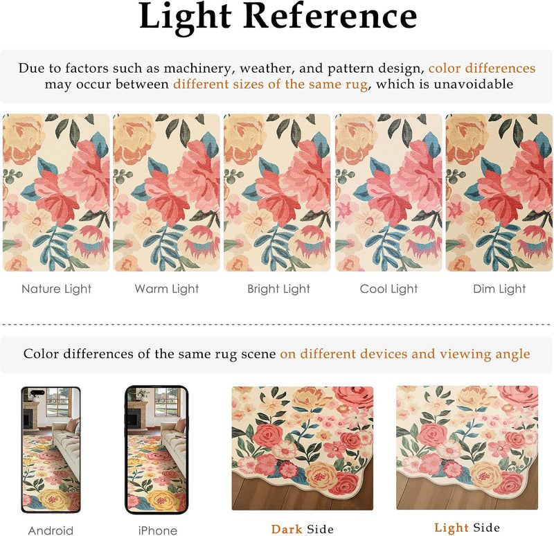 Rugs Living Room Area Rug Floral Washable
