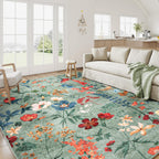 Rugs Living Room Area Rug Floral Washable