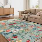 Rugs Living Room Area Rug Floral Washable