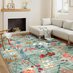 Rugs Living Room Area Rug Floral Washable