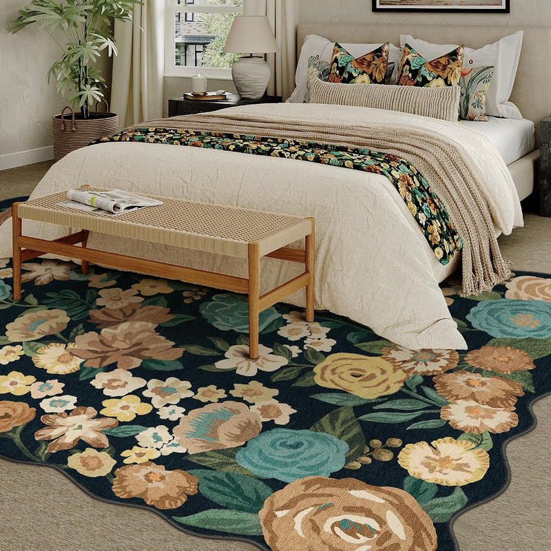 Rugs Living Room Area Rug Floral Washable
