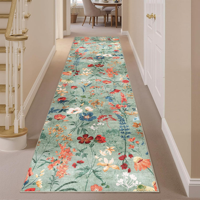 Rugs Living Room Area Rug Floral Washable
