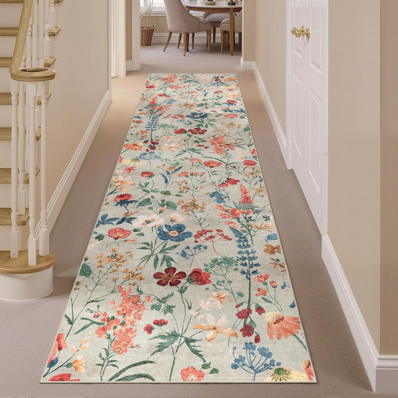 Rugs Living Room Area Rug Floral Washable