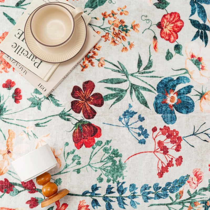 Rugs Living Room Area Rug Floral Washable