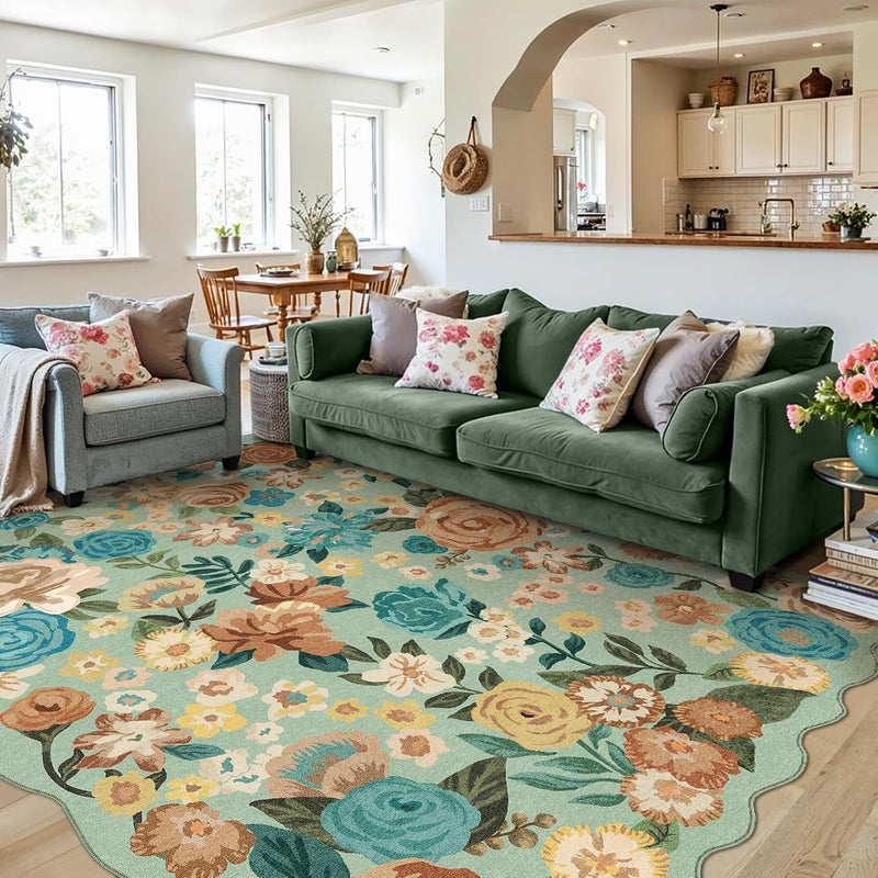 Rugs Living Room Area Rug Floral Washable