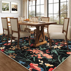 Rugs Living Room Area Rug Floral Washable