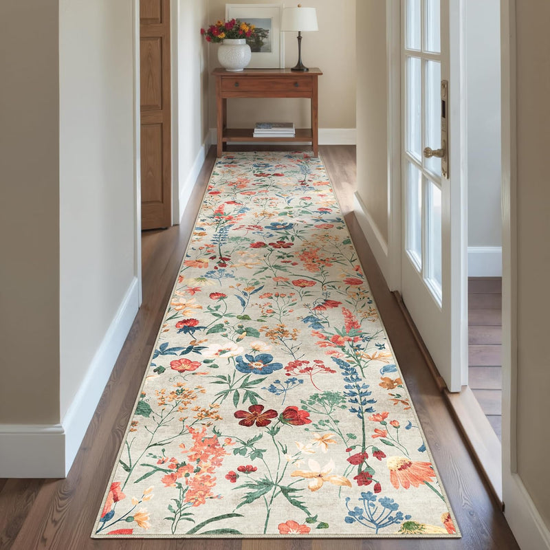 Rugs Living Room Area Rug Floral Washable