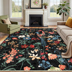 Rugs Living Room Area Rug Floral Washable