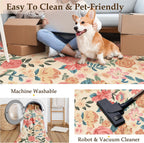 Rugs Living Room Area Rug Floral Washable