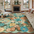Rugs Living Room Area Rug Floral Washable
