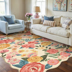 Rugs Living Room Area Rug Floral Washable