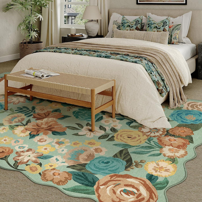 Rugs Living Room Area Rug Floral Washable