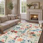 Rugs Living Room Area Rug Floral Washable