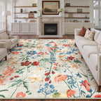 Rugs Living Room Area Rug Floral Washable