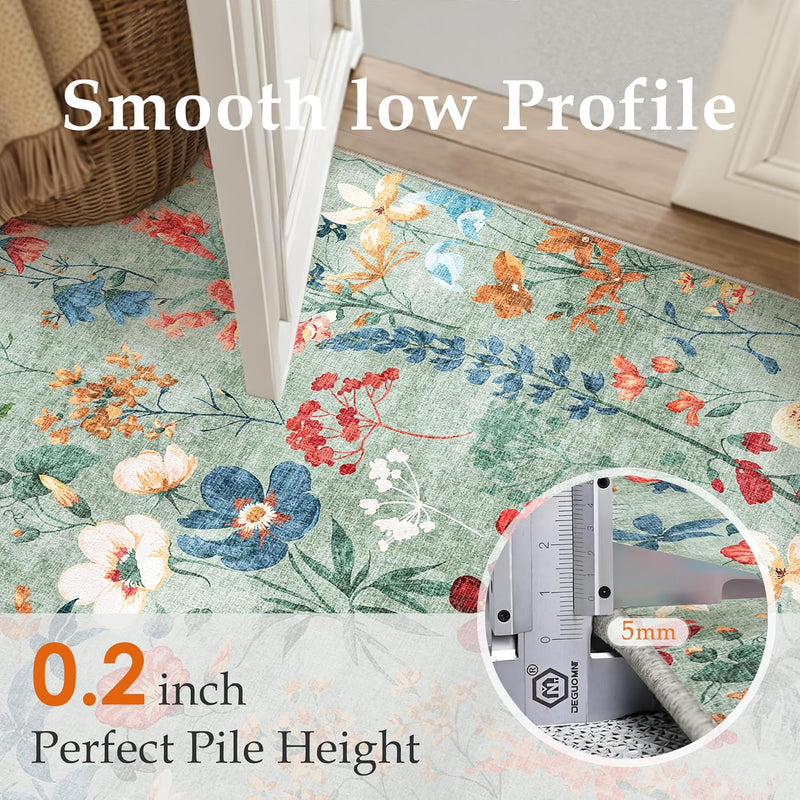 Rugs Living Room Area Rug Floral Washable