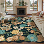 Rugs Living Room Area Rug Floral Washable