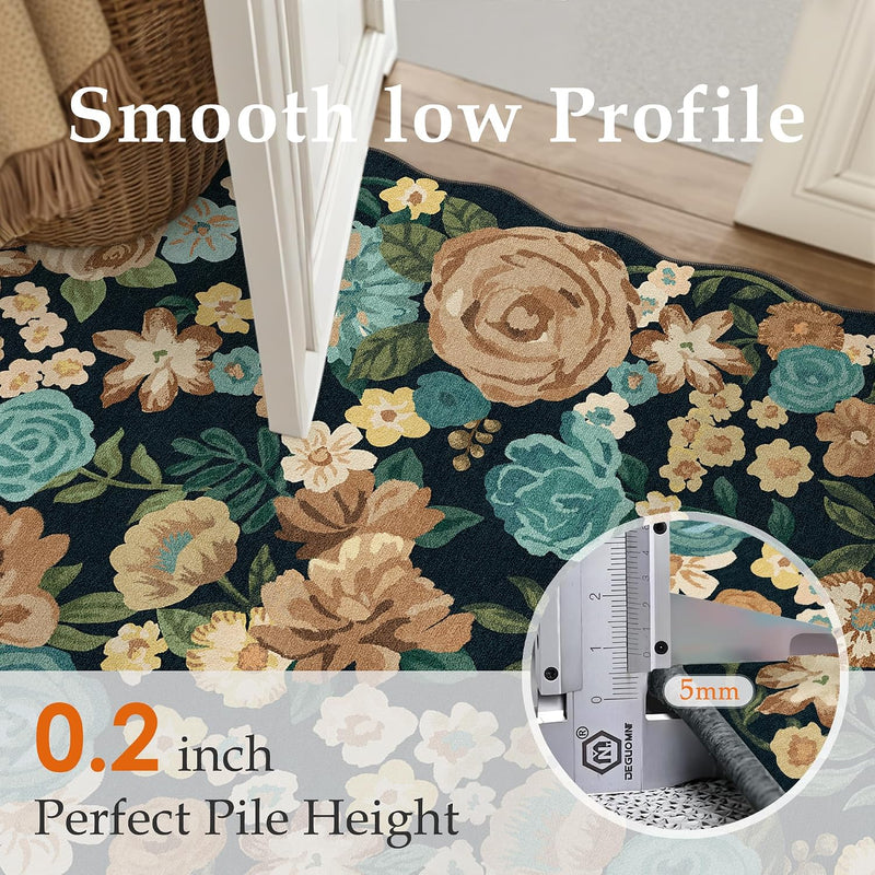 Rugs Living Room Area Rug Floral Washable