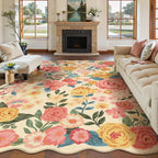 Rugs Living Room Area Rug Floral Washable