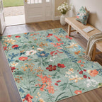 Rugs Living Room Area Rug Floral Washable