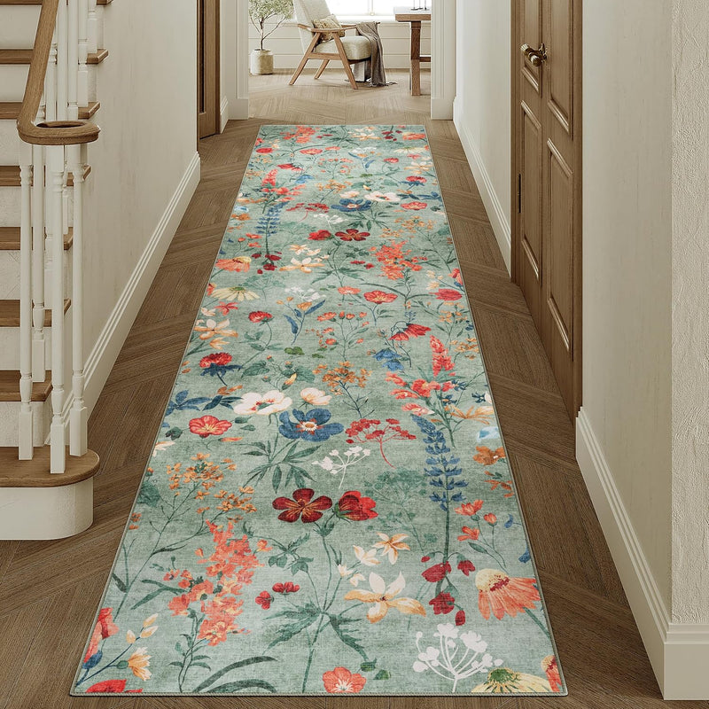 Rugs Living Room Area Rug Floral Washable