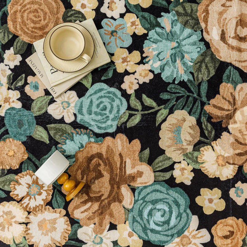 Rugs Living Room Area Rug Floral Washable