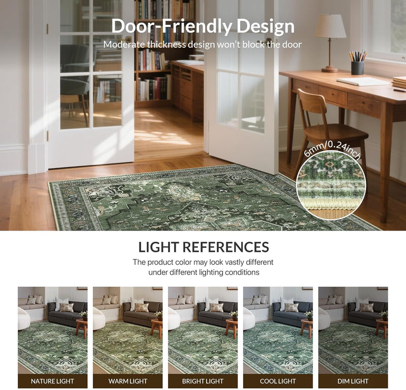 Rugs Living Room Washable Short Pilenon Slip