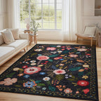 Rugs Living Room Floral Washable Bedroom Rug