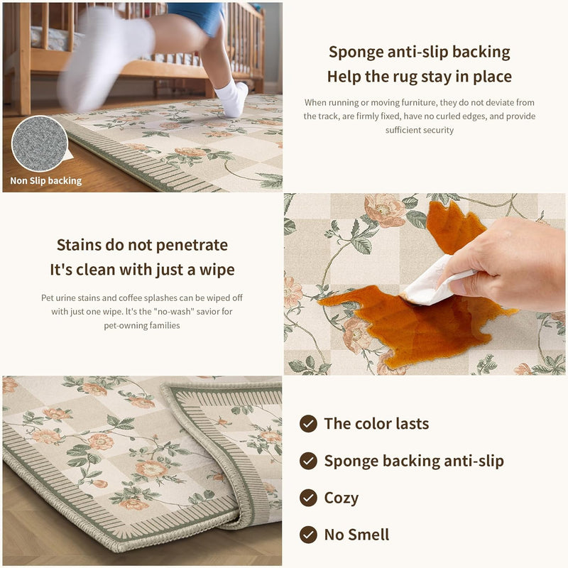 Washable Rug for Living Room Non Slip