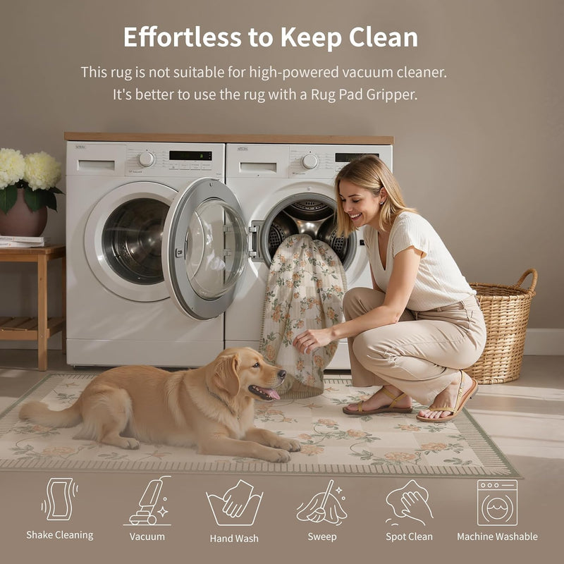 Washable Rug for Living Room Non Slip