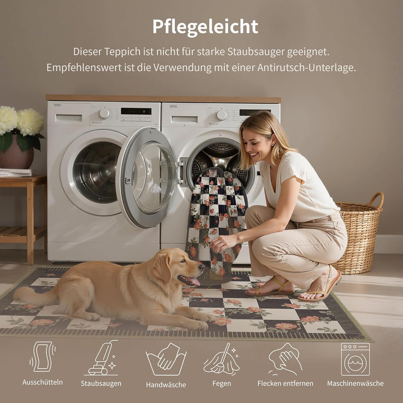 Washable Rug for Living Room Non Slip