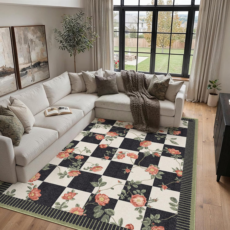 Washable Rug for Living Room Non Slip