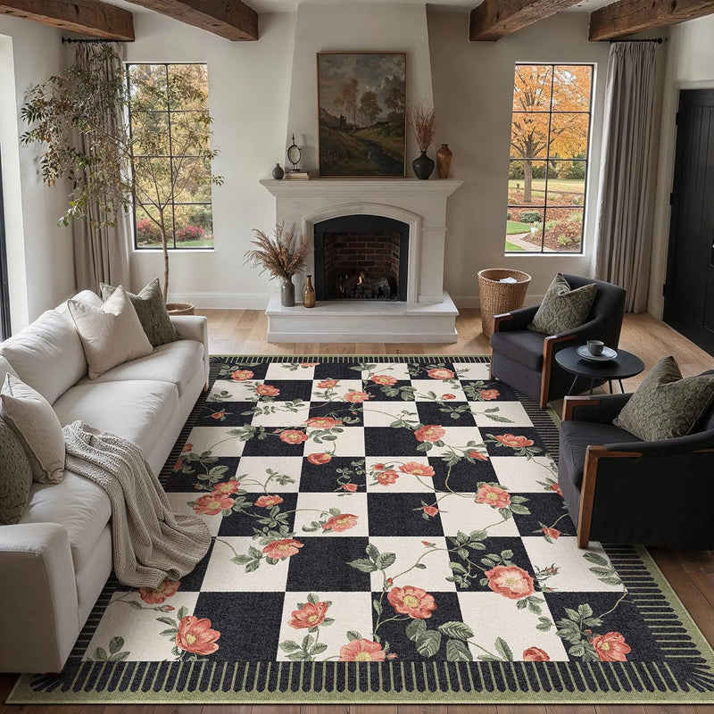 Washable Rug for Living Room Non Slip
