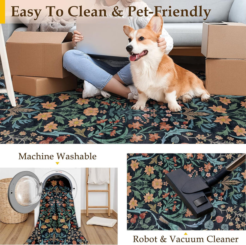 Washable Rug for Living Room Non Slip