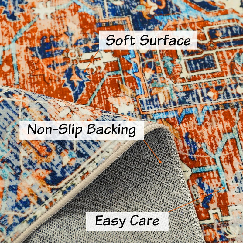 Vintage Rug160x230CM Washable Rugs Living Room Non Slip