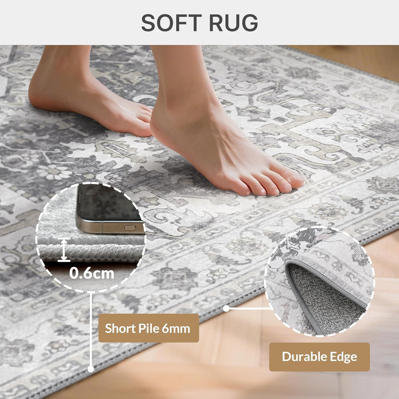 Rugs Living Room Washable Short Pile Sage