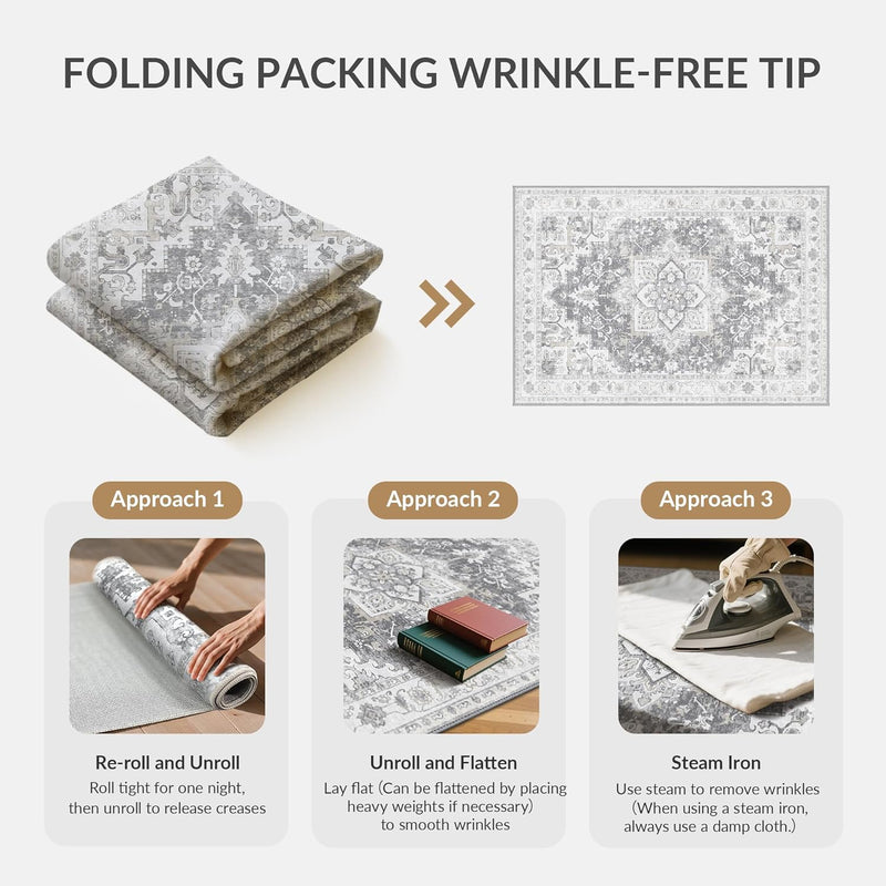 Rugs Living Room Washable Short Pile Sage